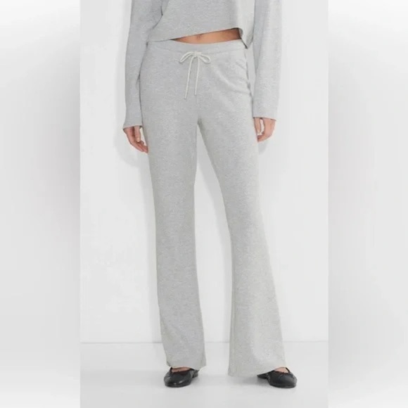 Aritzia Sunday Best Gray Flare Waffle Knit Pants - Picture 1 of 5